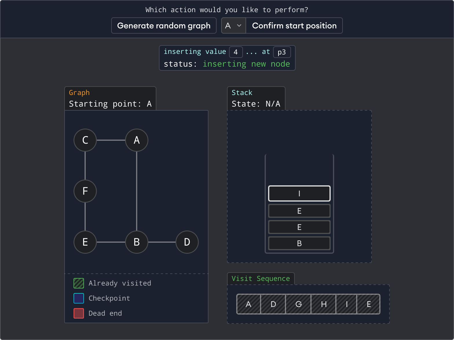 Depth First Search visualization