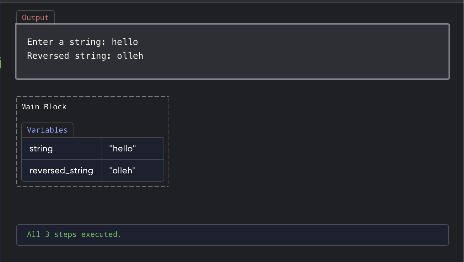 Reverse String visualization
