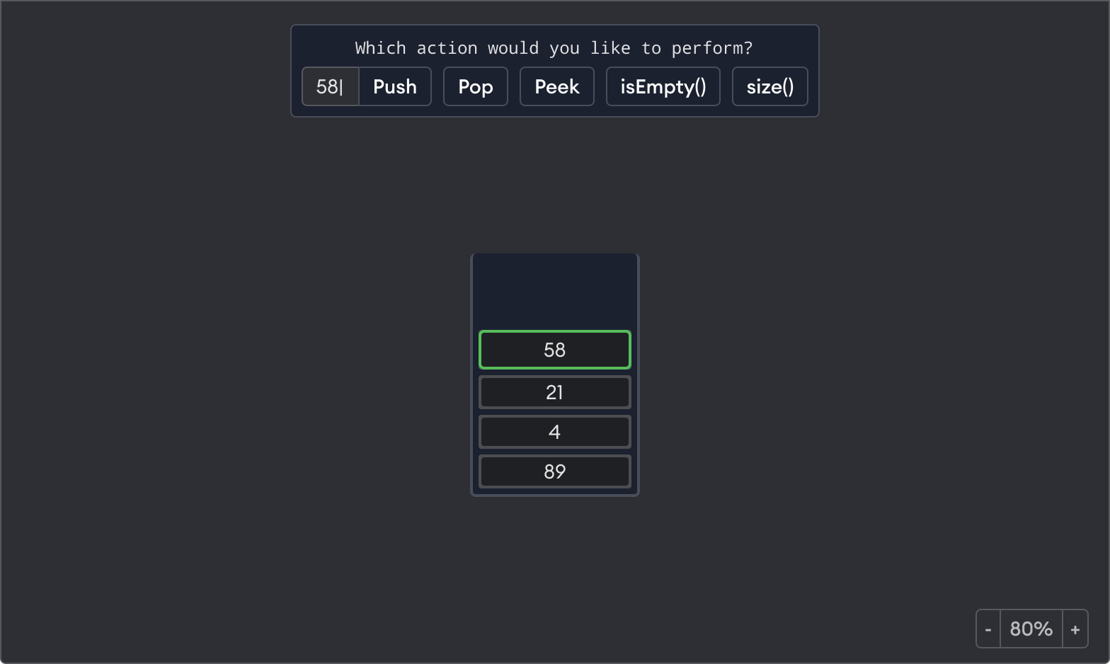 Stack visualization