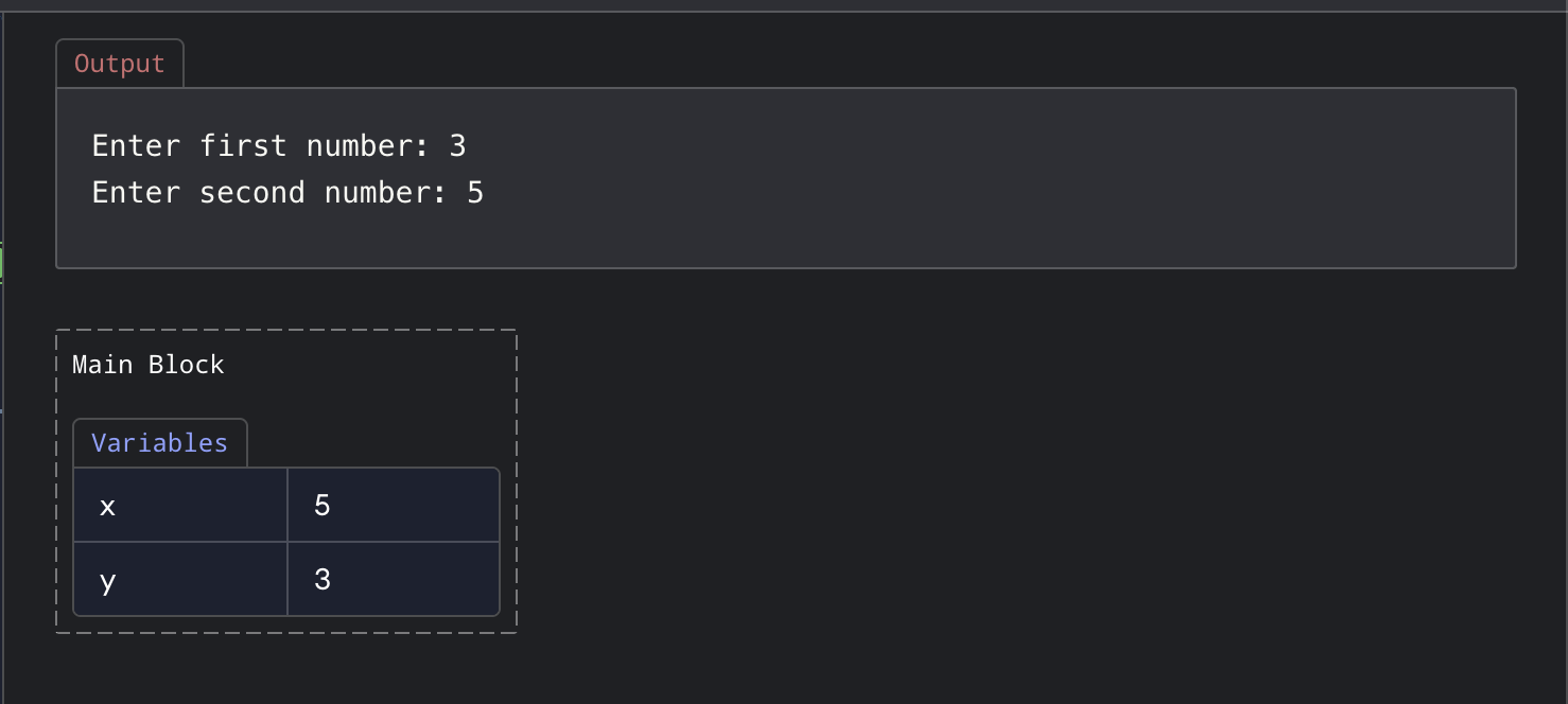 Swap Numbers visualization